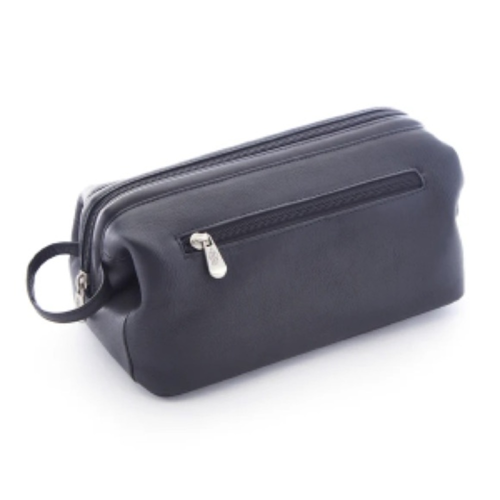 Brand New ROYCE New York Black Colombian Leather Luxury Toiletry Bag (NWOT)